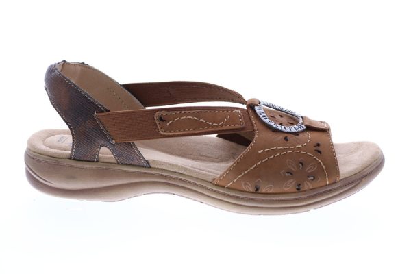 Earth Origins Stella Sabrina Womens Brown Suede Slingback Sandals Shoes Discount