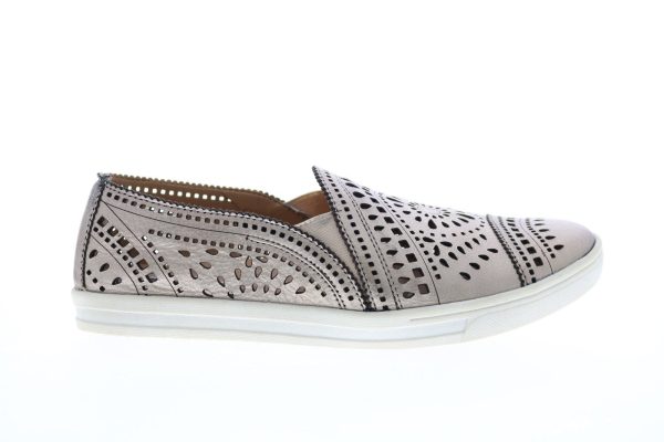 Earth Tangelo Slip On Sneaker Womens Gray Leather Loafer Flats Shoes For Cheap