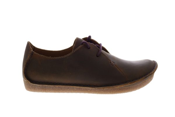Clarks Janey Mae 26112617 Womens Brown Leather Oxford Flats Shoes For Cheap