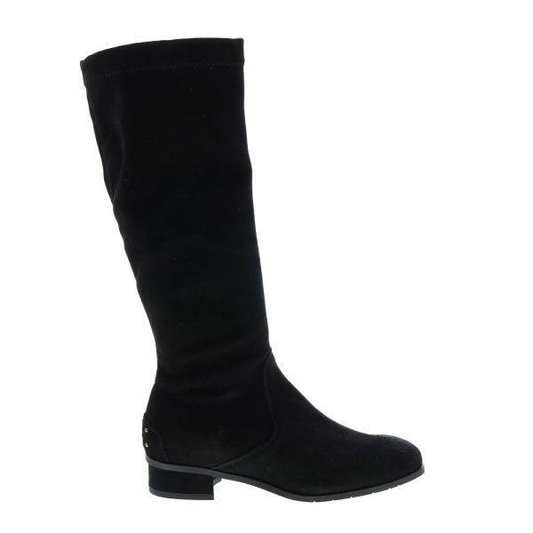 Aquatalia Livia Dr Sde Stetch Sde Womens Black Suede Zipper Knee High Boots For Cheap