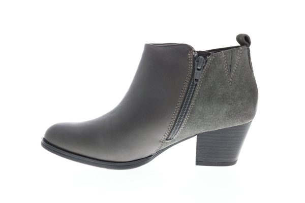 Earth Conway Maple Leather Womens Gray Zipper Ankle & Booties Boots Sale - Image 5