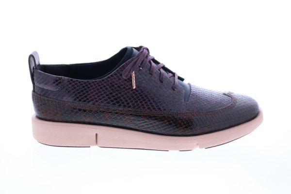 Clarks Tri Nia 26118791 Womens Purple Leather Lifestyle Sneakers Shoes Supply