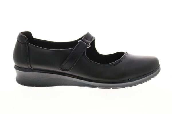 Clarks Hope Henley 26137185 Womens Black Leather Mary Jane Flats Shoes Online now