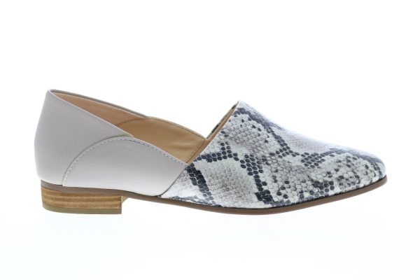 Clarks Pure Tone 26149747 Womens Gray Leather Slip On Loafer Flats Shoes on Sale
