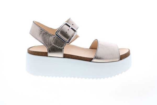 Clarks Botanic Strap 26147709 Womens Gray Leather Strap Sandals Shoes Online