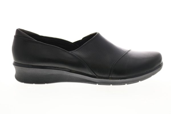 Clarks Hope Porter 26139738 Womens Black Leather Slip On Loafer Flats Shoes on Sale