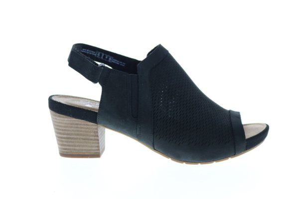 Clarks Um Palma Go 26149283 Womens Black Nubuck Strap Wedges Heels Shoes Supply