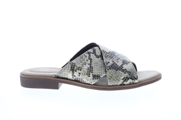 Clarks Declan Ivy Snake 26150056 Womens Gray Synthetic Slides Sandals Shoes For Sale