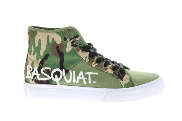 DC Basquiat Manual Hi Mens Green Collaboration & Limited Sneakers Shoes For Discount