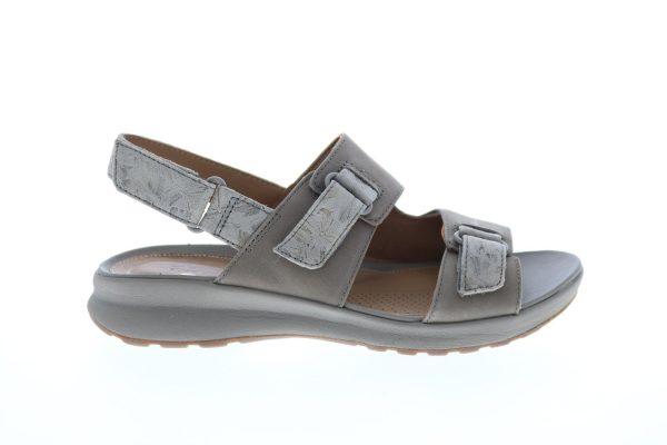 Clarks Un Adorn Sling 26148269 Womens Gray Wide Nubuck Strap Sandals Shoes For Cheap