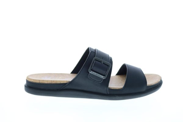 Clarks Step June Tide 26142551 Womens Black Synthetic Hook & Loop Slides Sandals Shoes Supply