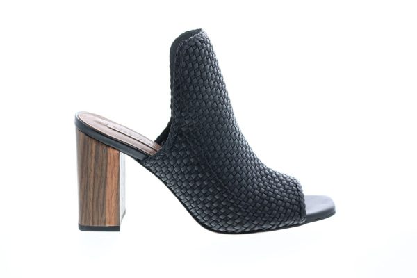 BCBG Max Azria Fabianna Woven Nappa 34AZ099-BLK Womens Black Mules Heels Shoes Online Sale