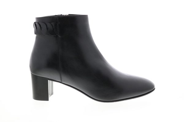 Aquatalia Feliciana Calf 34L3252-BLK Womens Black Leather Zipper Ankle & Booties Boots For Cheap