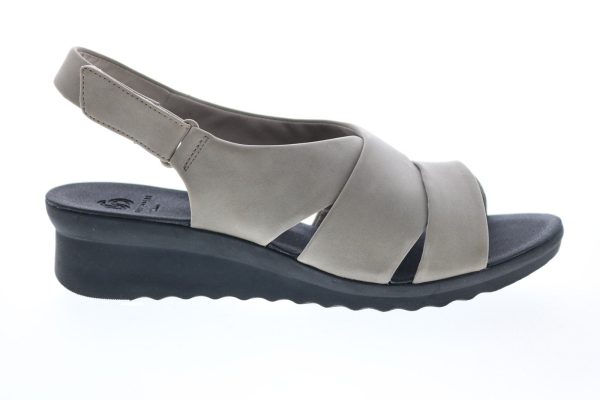 Clarks Cadell Petal 26132715 Womens Beige Wide Canvas Slingback Sandals Shoes For Cheap