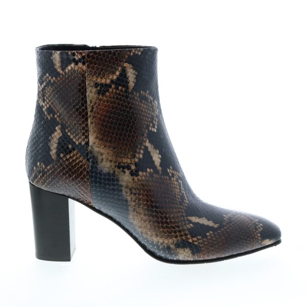 Aquatalia Florita Snake 34L3622-NBN Womens Brown Leather Zipper Ankle & Booties Boots Discount