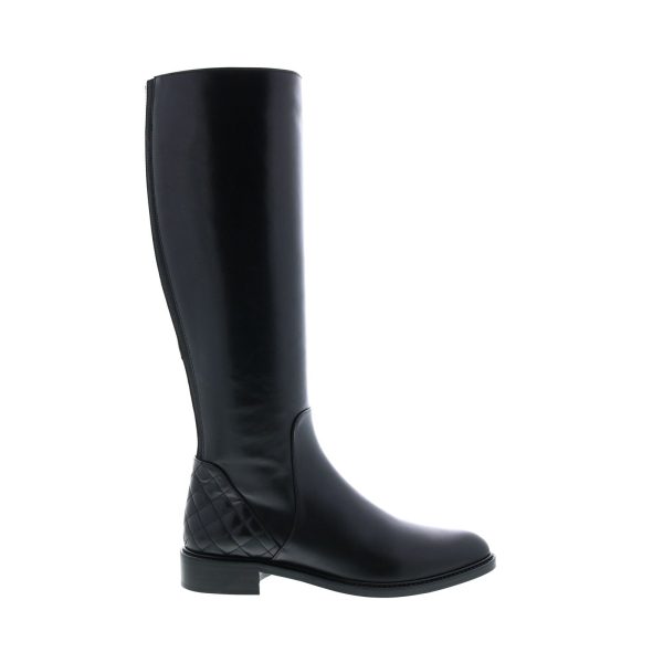 Aquatalia Geneva Calf Elastic 34L0693-BLK Womens Black Leather Zipper Knee High Boots Discount