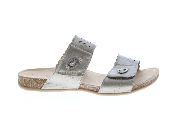 Earth Origins Tessa Womens Silver Wide Leather Strap Sandals Shoes Online Hot Sale
