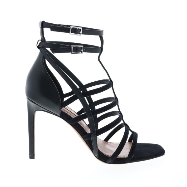BCBG Max Azria Ilsa Dress Calf Kidsuede Womens Black Strap Heels Shoes Online Hot Sale