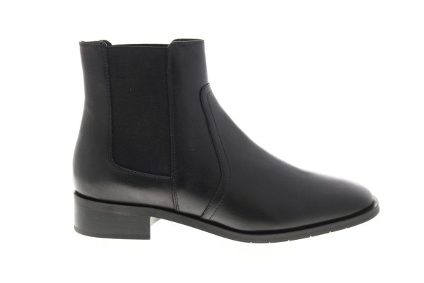 Aquatalia Tamera Calf Elastic 34L3824-BLK Womens Black Leather Chelsea Boots For Sale