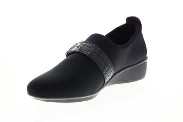 Revere Genoa Stretch Loafer GENOA-BLK Womens Black Canvas Loafer Flats Shoes For Cheap - Image 4