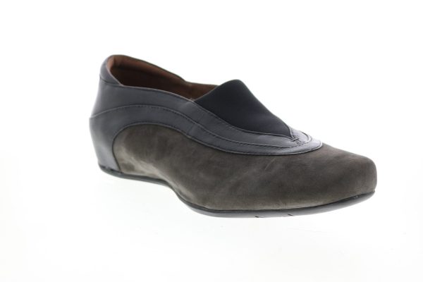 Earthies Ferro Suede Flat FERRO-DGY Womens Gray Loafer Flats Shoes on Sale - Image 2