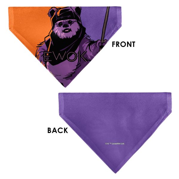 Pet Bandana - Star Wars EWOK Text and Wicket Pop Art Pose Orange Purples Black For Sale - Image 3