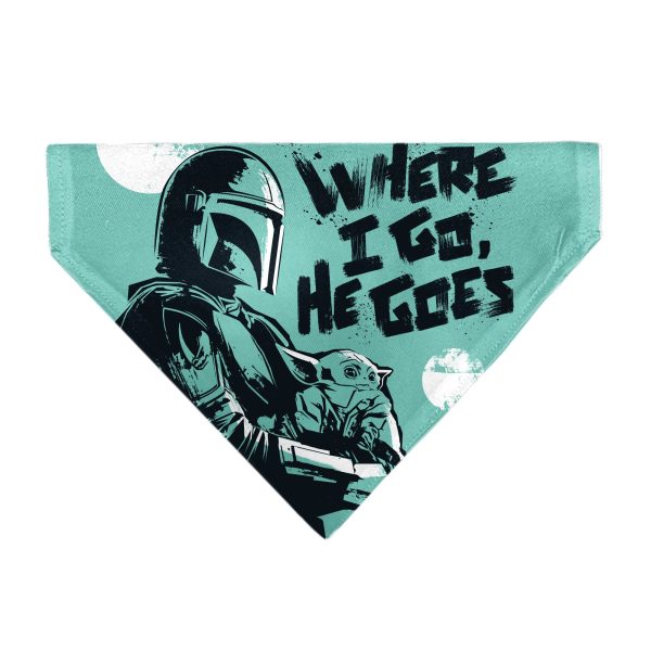 Pet Bandana - Star Wars The Madalorian and Grogu WHERE HE GOES I GO Pose Blue Black Online