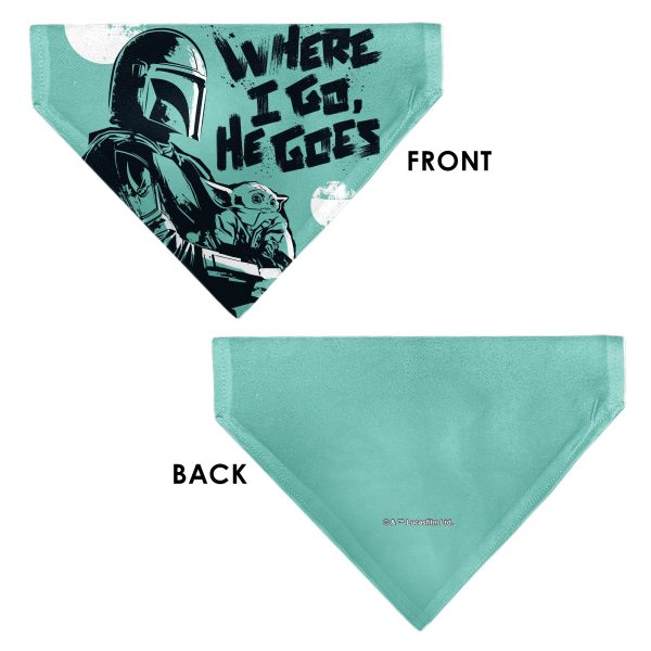 Pet Bandana - Star Wars The Madalorian and Grogu WHERE HE GOES I GO Pose Blue Black Online - Image 3