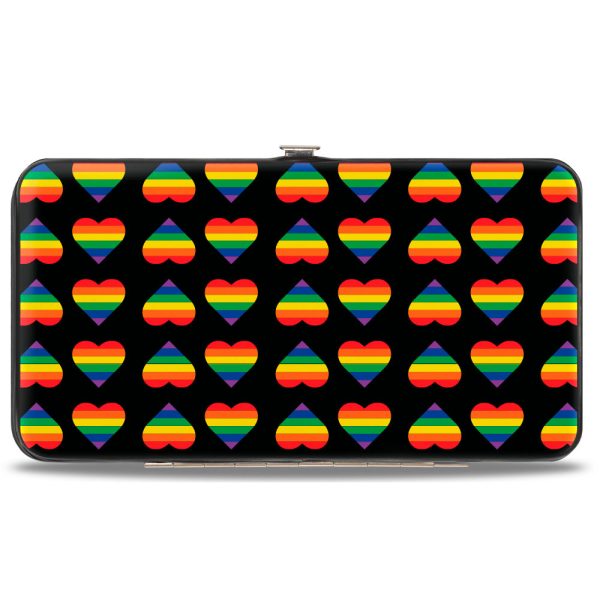 Hinged Wallet - Rainbow Hearts Flip Black Multi Color Online Hot Sale - Image 2
