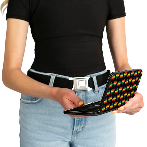Hinged Wallet - Rainbow Hearts Flip Black Multi Color Online Hot Sale - Image 4