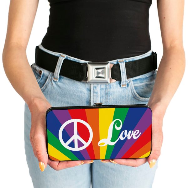Hinged Wallet - PEACE and LOVE Rainbow Rays Multi Color White Fashion - Image 3