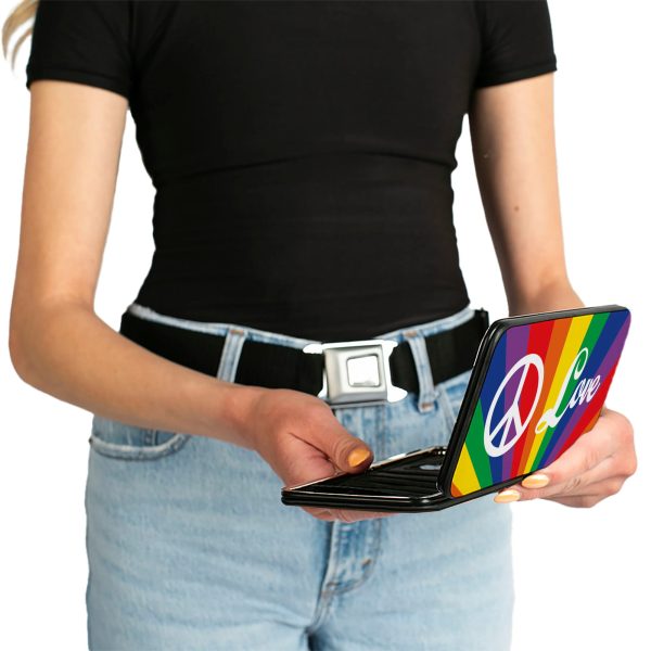 Hinged Wallet - PEACE and LOVE Rainbow Rays Multi Color White Fashion - Image 4