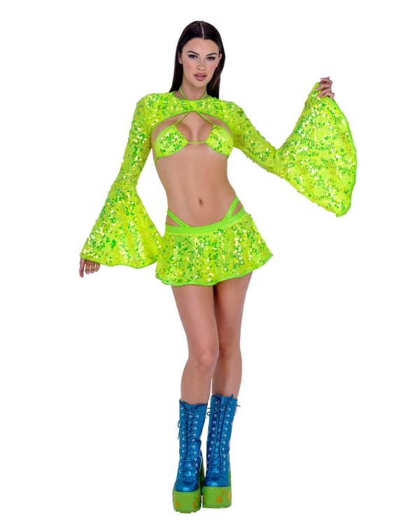 Roma Rave Festival Sequin Flare Skirt Discount