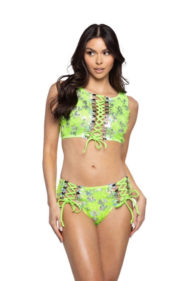 Rave JR144 - Eyelash Sequin & Prism Lace-Up Short - J. Valentine Online now